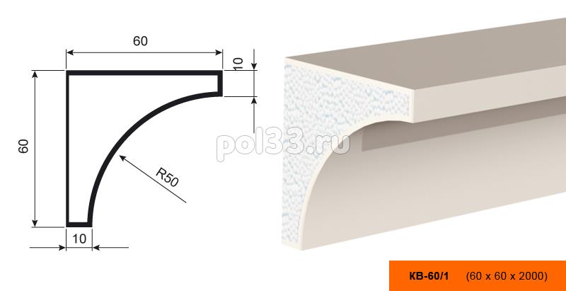 Карниз Lepninaplast (Лепнинапласт) КВ-60/1 купить в Калуге по низкой цене