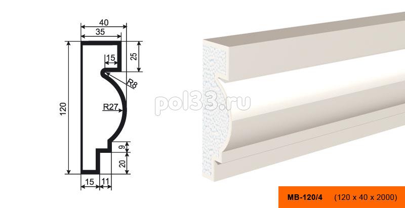 Молдинг Lepninaplast (Лепнинапласт) МВ-120-4 купить в Калуге по низкой цене