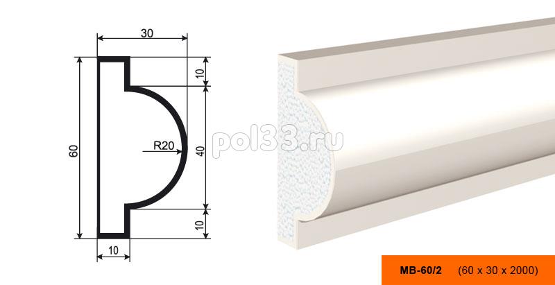 Молдинг Lepninaplast (Лепнинапласт) МВ-60-2 купить в Калуге по низкой цене