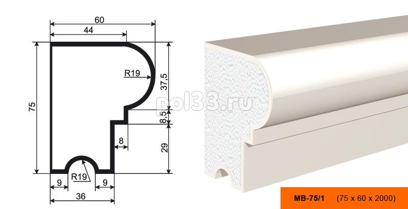 Молдинг Lepninaplast (Лепнинапласт) МВ-75-1 купить в Калуге по низкой цене