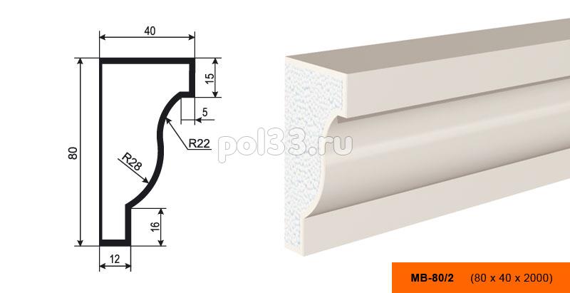 Молдинг Lepninaplast (Лепнинапласт) МВ-80-2 купить в Калуге по низкой цене
