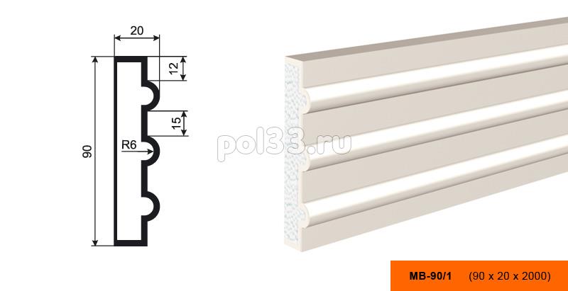 Молдинг Lepninaplast (Лепнинапласт) МВ-90-1 купить в Калуге по низкой цене