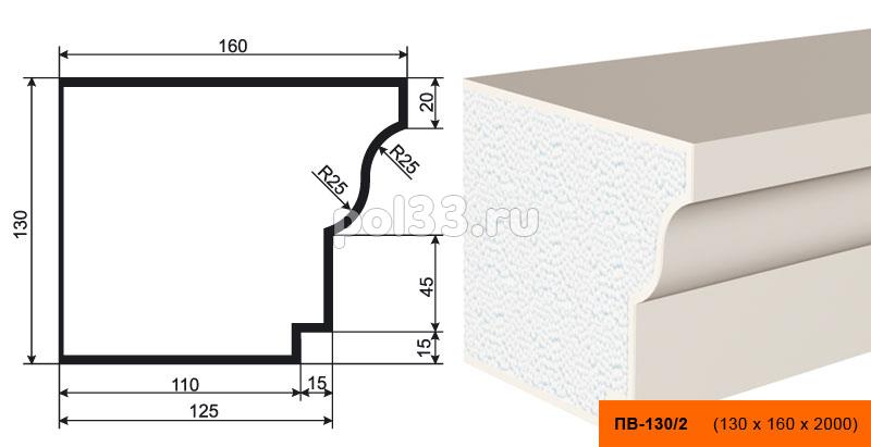 Подоконник Lepninaplast (Лепнинапласт) ПВ-130-2 купить в Калуге по низкой цене