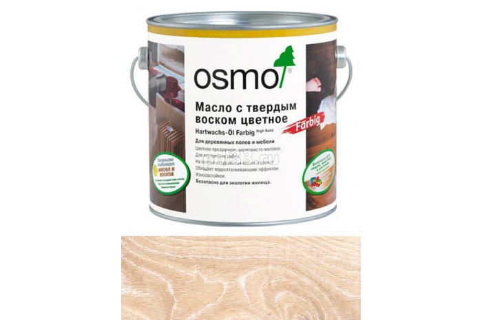 Цветное масло с твердым воском Osmo Hartwachs-Ol Farbig 3040 Белое (2.5 л)