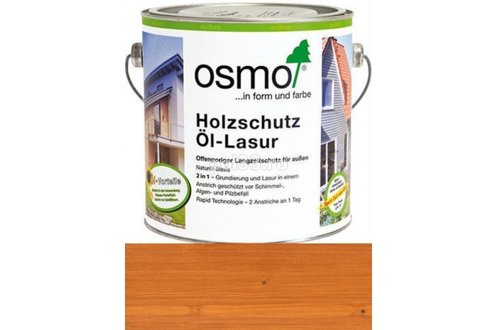 Защитное масло-лазурь для древесины Osmo Holz-Schutz Ol Lasur 728 Кедр (2.5 л)