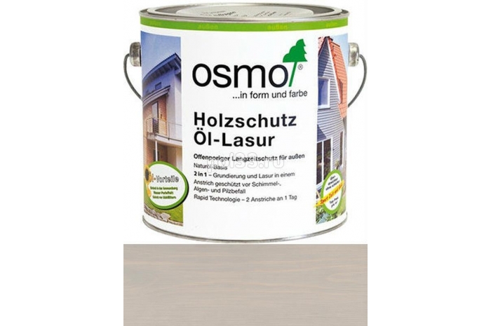 Защитное масло-лазурь для древесины Osmo Holz-Schutz Ol Lasur 906 Серый жемчуг (2.5 л)